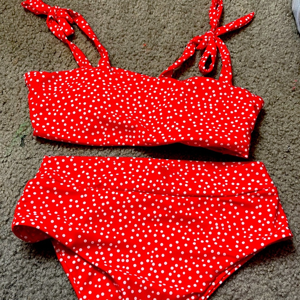 shein red polka dot bikini